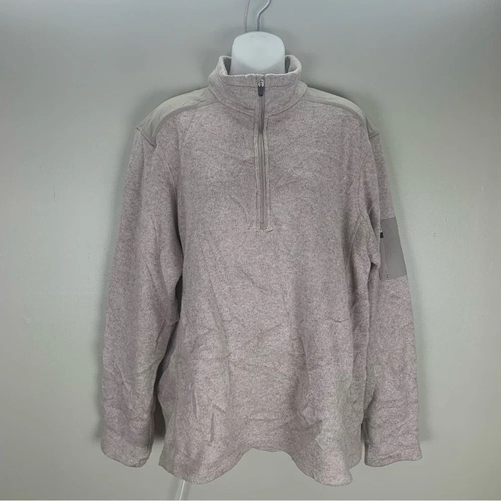 Eddie Bauer Quarter Zip Pullover Cream Beige size XL